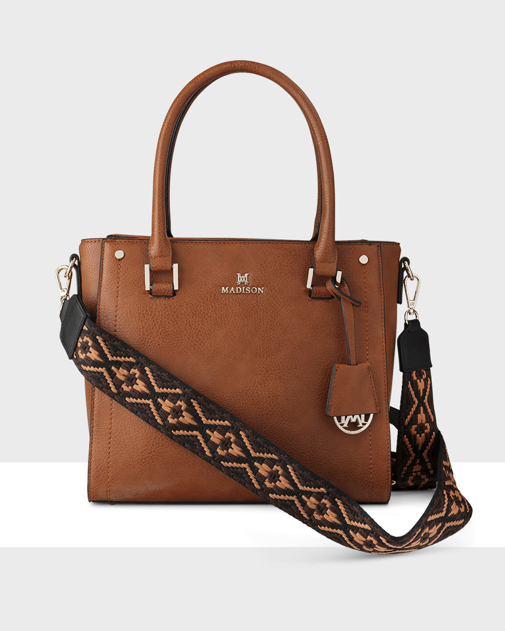 Angie Medium 3 Compartment Satchel Bag + Aztec Bag Strap-PEROZ Accessories