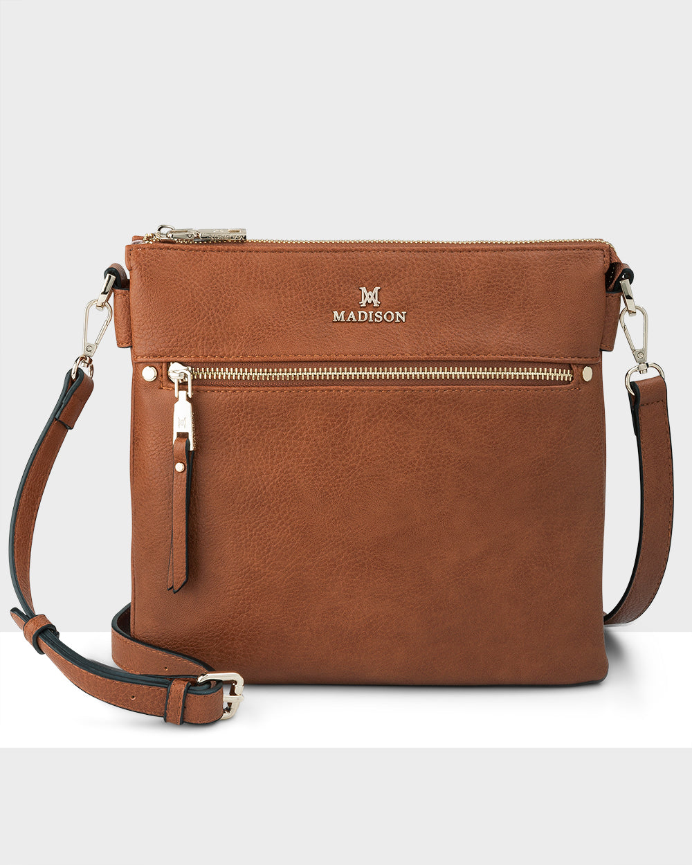 Renee Zip Top 2 Compartment Crossbody Bag + Stripe Bag Strap-Handbags-PEROZ Accessories