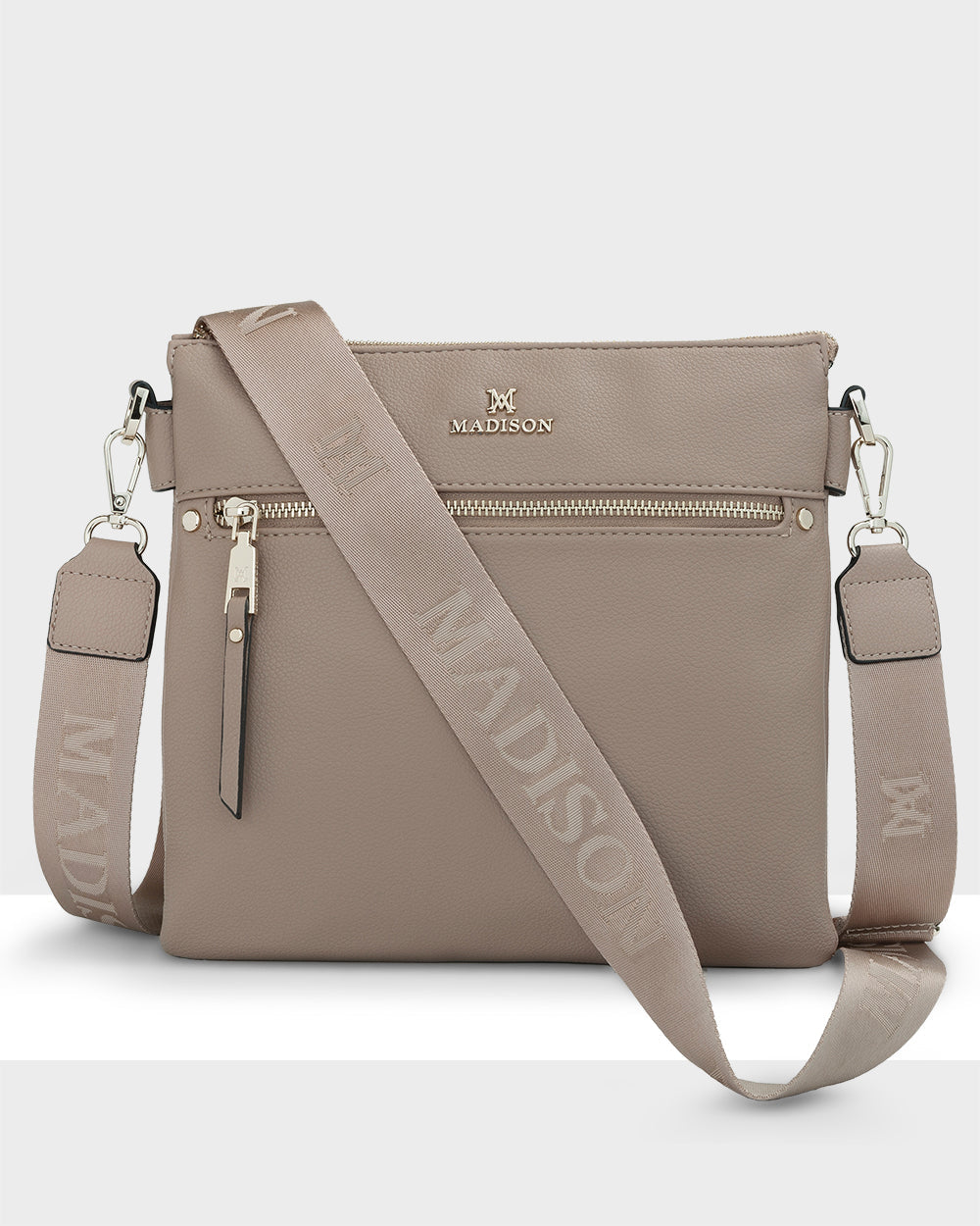 Renee Zip Top 2 Compartment Crossbody Bag + Monogram Bag Strap-Handbags-PEROZ Accessories