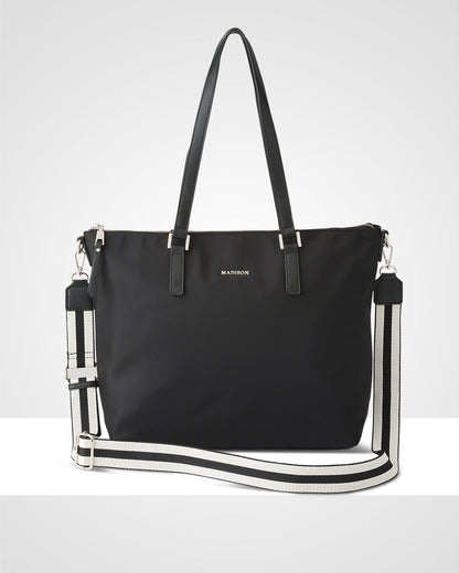 Inga Nylon Large Zip Top Tote Bag + Stripe Bag Strap-PEROZ Accessories