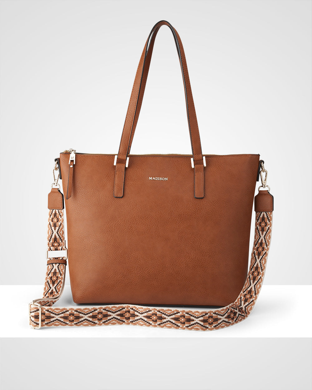 Inga Large Zip Top Tote Bag + Aztec Bag Strap-PEROZ Accessories