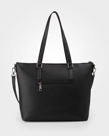 Inga Large Zip Top Tote Bag With Laptop Pocket + Monogram Bag Strap-Handbags-PEROZ Accessories