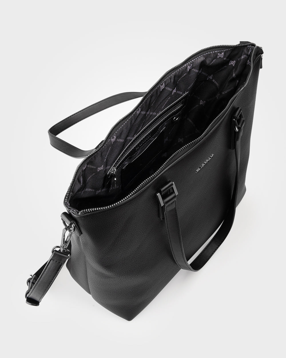 Inga Large Zip Top Tote Bag With Laptop Pocket + Monogram Bag Strap-Handbags-PEROZ Accessories
