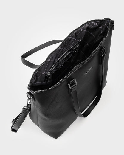 Inga Large Zip Top Tote Bag With Laptop Pocket + Monogram Bag Strap-Handbags-PEROZ Accessories