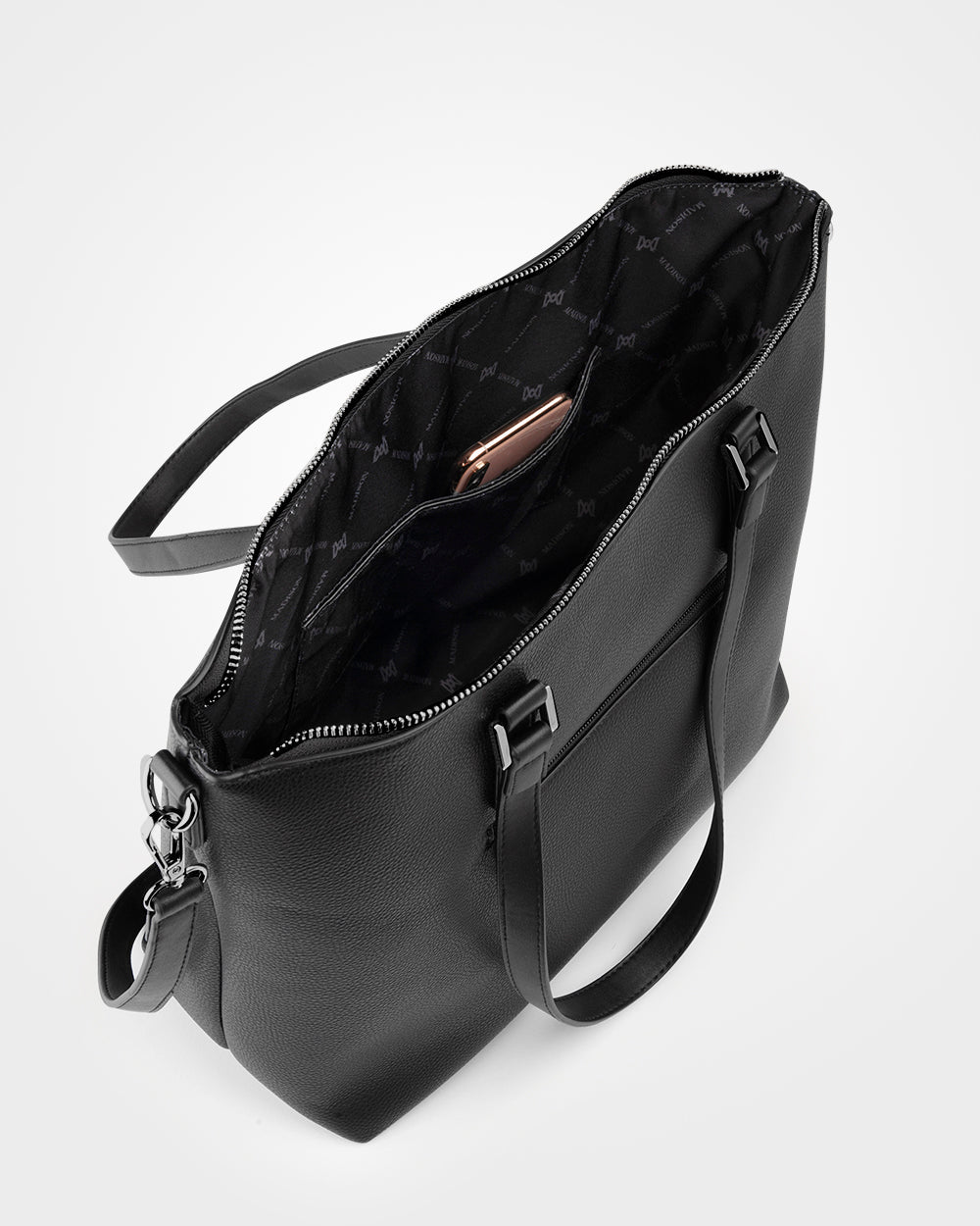 Inga Large Zip Top Tote Bag With Laptop Pocket + Monogram Bag Strap-Handbags-PEROZ Accessories