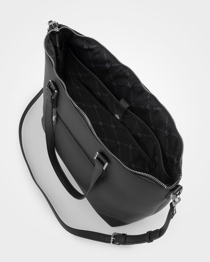 Inga Large Zip Top Tote Bag With Laptop Pocket + Monogram Bag Strap-Handbags-PEROZ Accessories