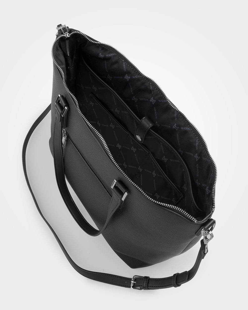 Inga Large Zip Top Tote Bag With Laptop Pocket + Monogram Bag Strap-Handbags-PEROZ Accessories