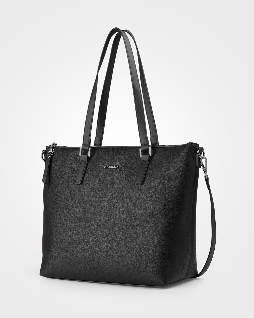 Inga Large Zip Top Tote Bag With Laptop Pocket + Monogram Bag Strap-Handbags-PEROZ Accessories