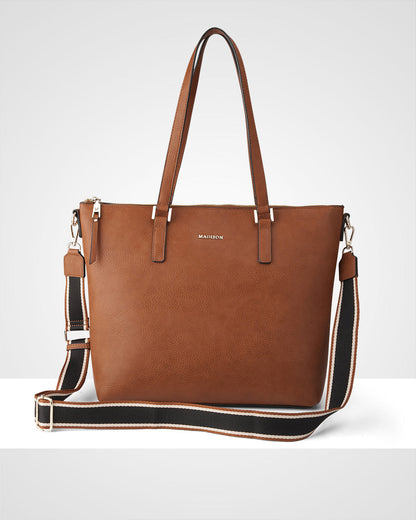 Inga Large Zip Top Tote Bag + Stripe Bag Strap-PEROZ Accessories