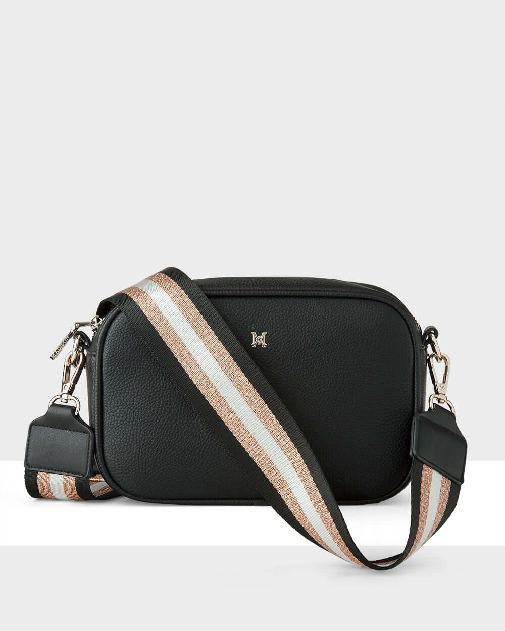 Monica Camera Crossbody Bag + Metallic Stripe Bag Strap-Handbags-PEROZ Accessories
