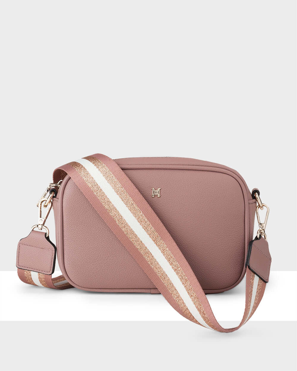 Monica Camera Crossbody Bag + Metallic Stripe Bag Strap-Handbags-PEROZ Accessories