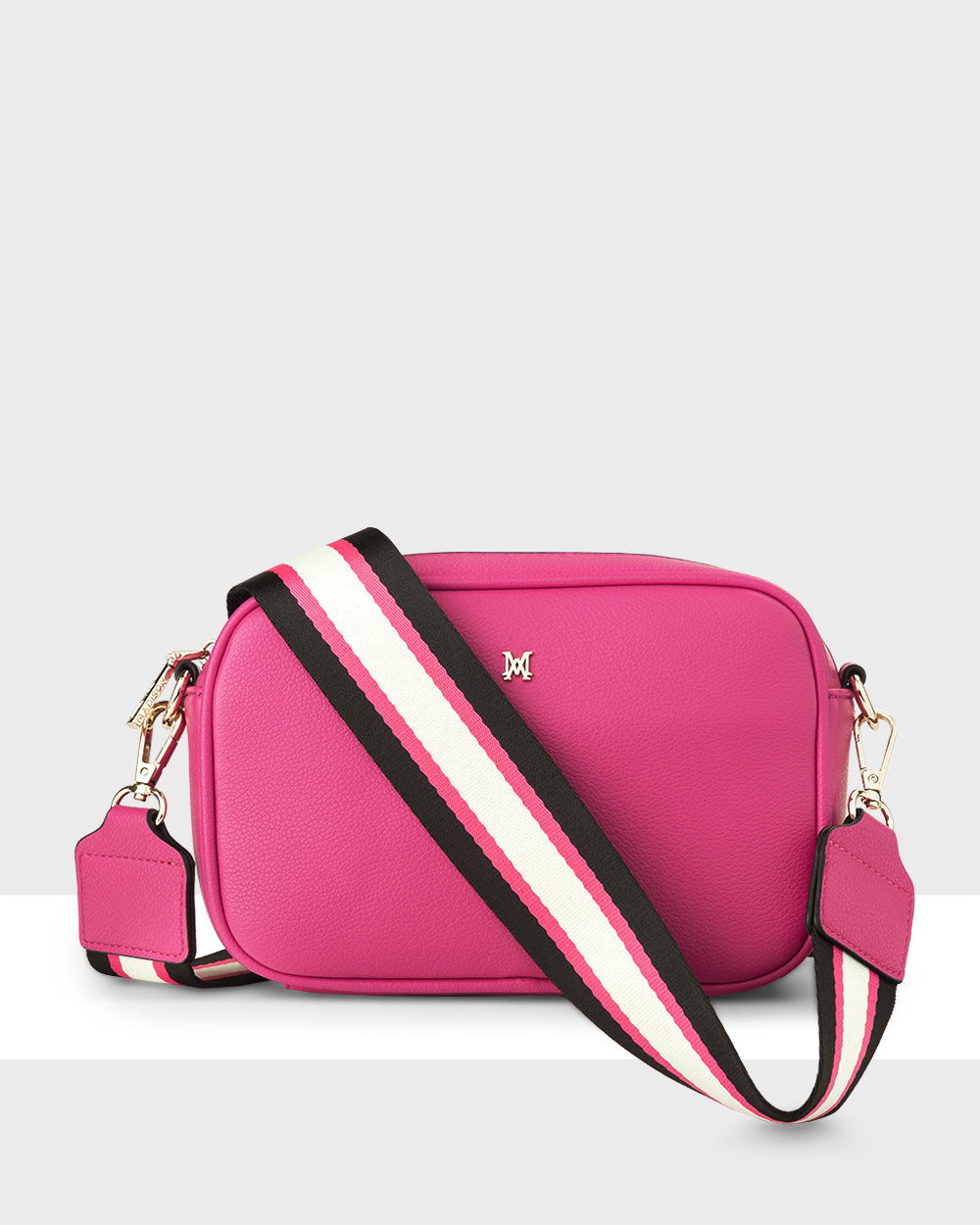 Bag &amp; 3 Straps "One Bag 3 Ways" - Monica Crossbody With Monogram, Stripe &amp; Matching Bag Strap-Handbags-PEROZ Accessories