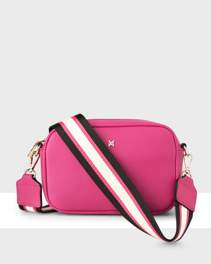 Bag &amp; 3 Straps "One Bag 3 Ways" - Monica Crossbody With Monogram, Stripe &amp; Matching Bag Strap-Handbags-PEROZ Accessories