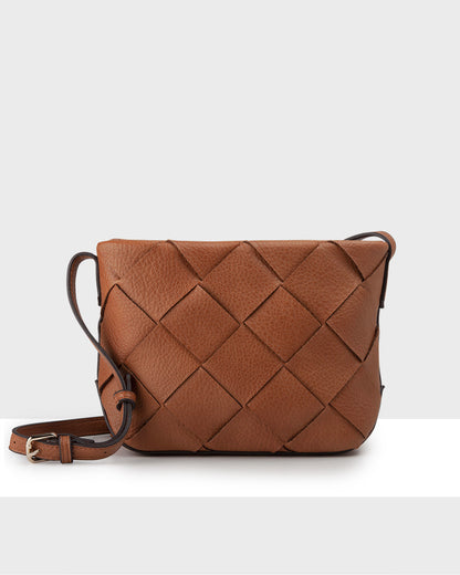 Gillian Weave Front Zip Top Crossbody Bag-PEROZ Accessories
