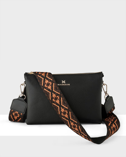 Avery 3 Compartment Crossbody Bag + Aztec Bag Strap-PEROZ Accessories