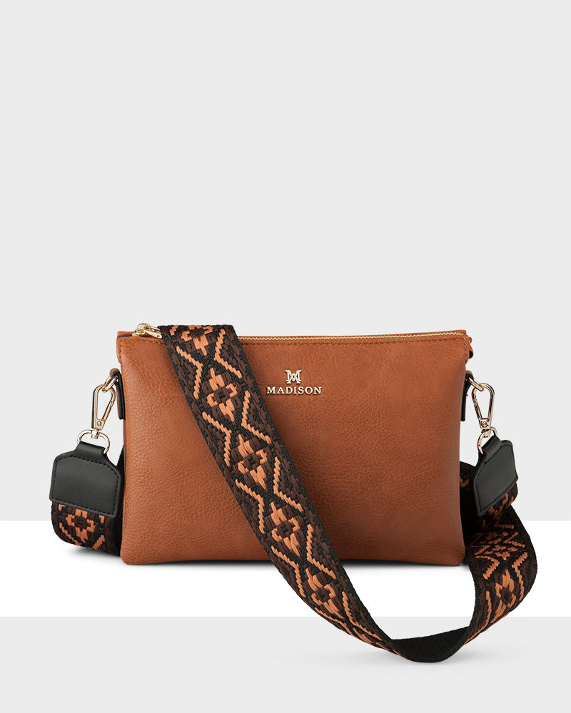 Avery 3 Compartment Crossbody Bag + Aztec Bag Strap-PEROZ Accessories