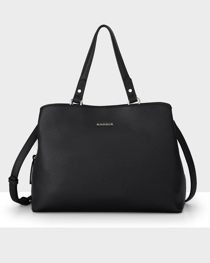 Katherine Medium Satchel With 3 Compartments &amp; Crossbody Strap-Handbags-PEROZ Accessories