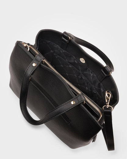 Katherine Medium Satchel With 3 Compartments &amp; Crossbody Strap-Handbags-PEROZ Accessories