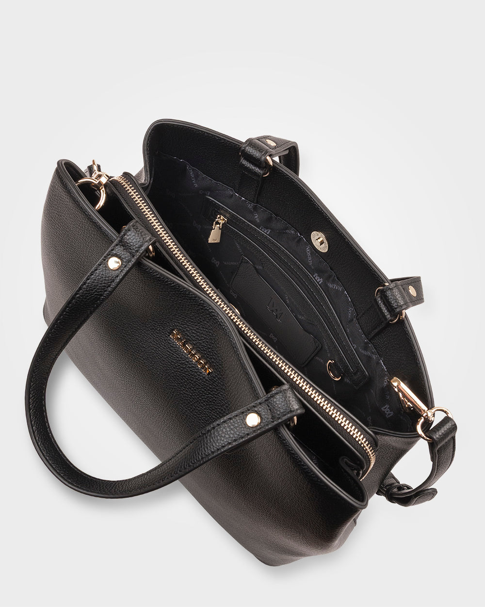 Katherine Medium Satchel With 3 Compartments &amp; Crossbody Strap-Handbags-PEROZ Accessories