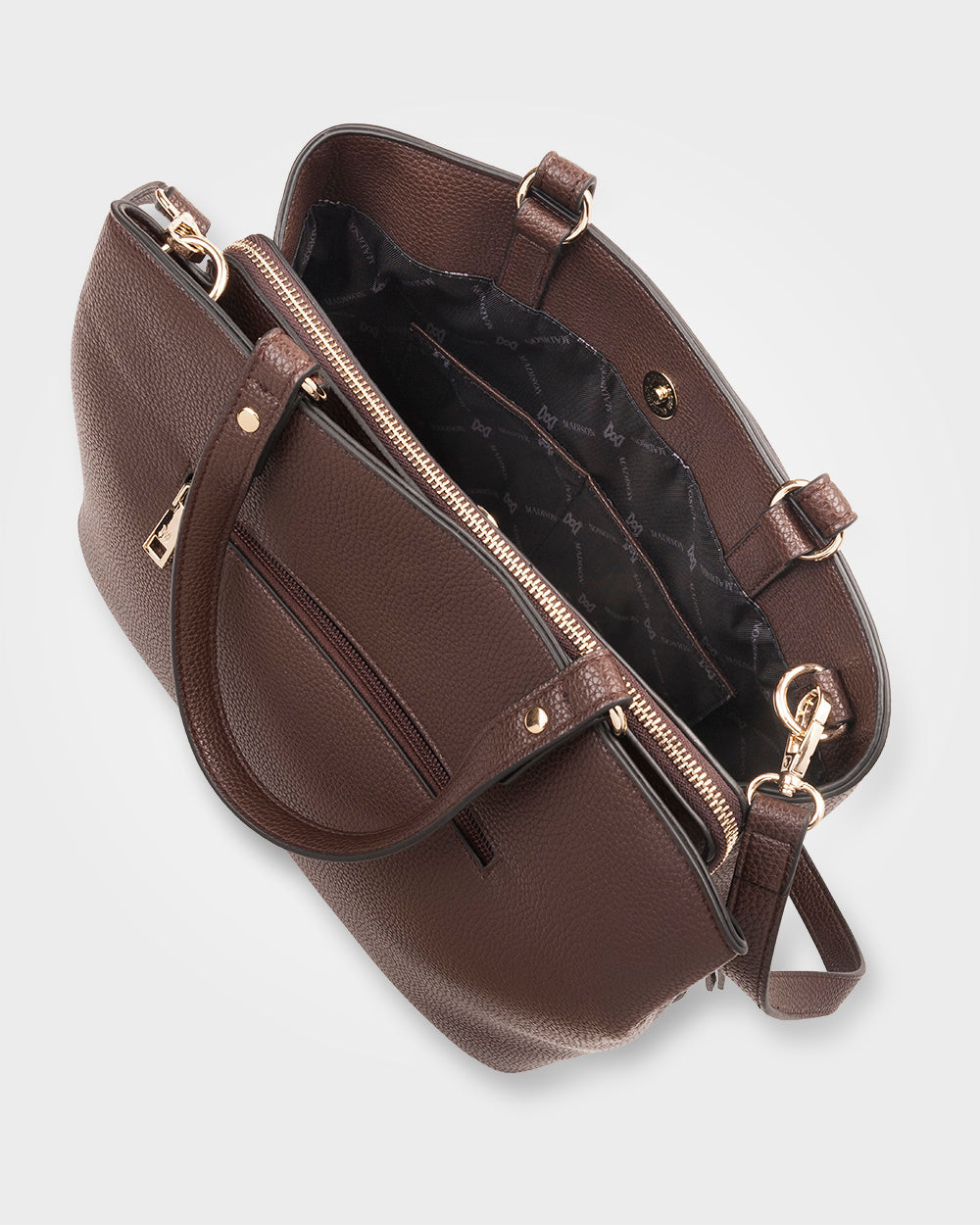 Katherine Medium Satchel With 3 Compartments &amp; Crossbody Strap-Handbags-PEROZ Accessories