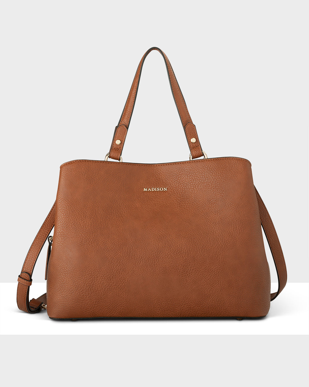 Katherine Medium Satchel With 3 Compartments &amp; Crossbody Strap-Handbags-PEROZ Accessories