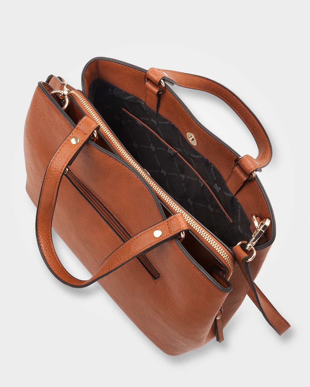 Katherine Medium Satchel With 3 Compartments &amp; Crossbody Strap-Handbags-PEROZ Accessories