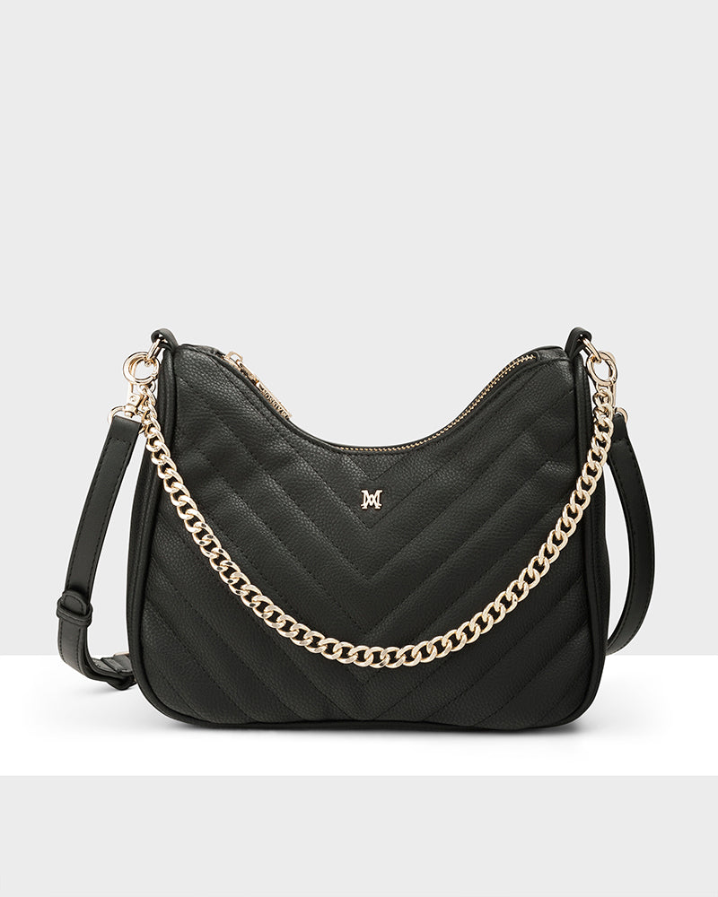 Olivia V-Stitch Hobo Crossbody With Chain Strap-PEROZ Accessories