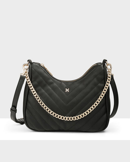 Olivia V-Stitch Hobo Crossbody With Chain Strap-PEROZ Accessories