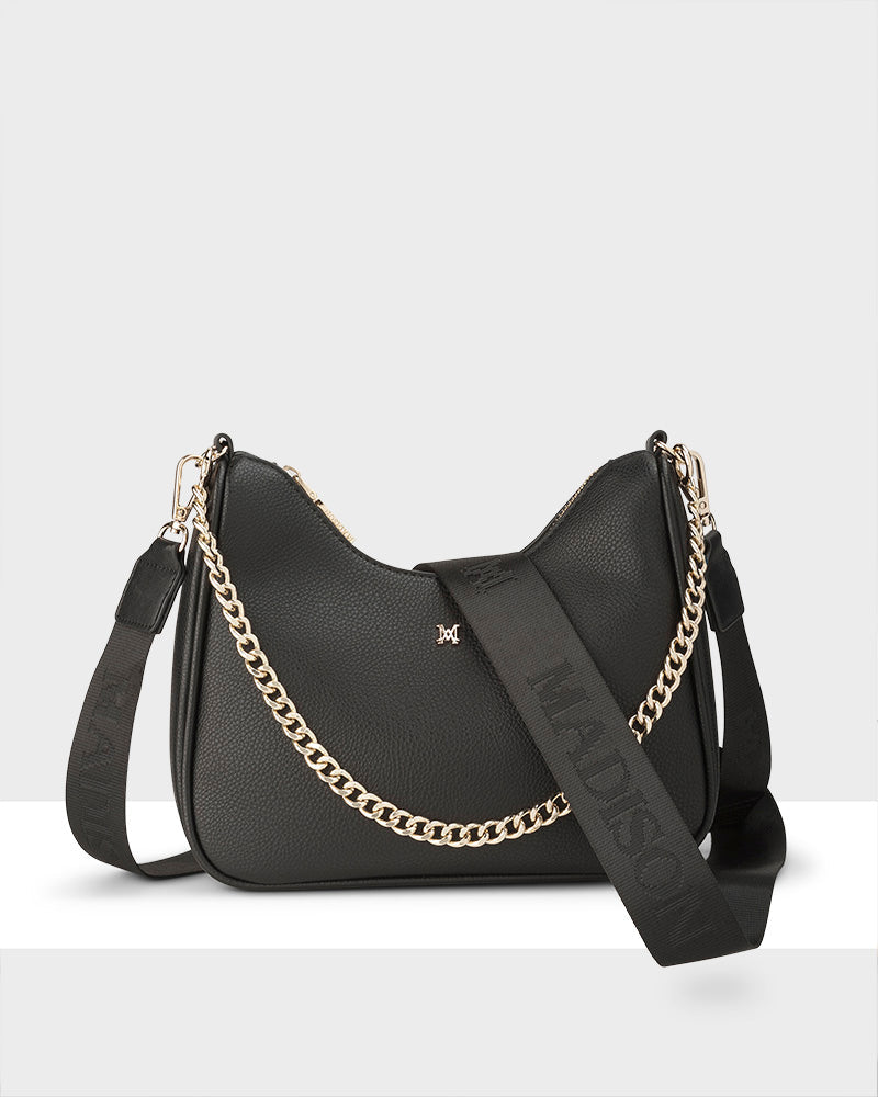 Olivia Crescent Crossbody With Chain + Monogram Bag Strap-PEROZ Accessories