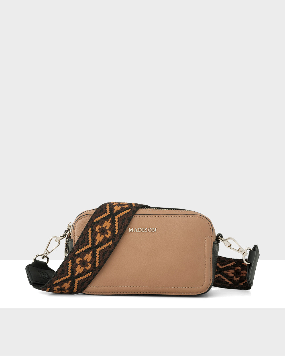 Maddie Double Zip Camera Crossbody Bag + Aztec Bag Strap-Handbags-PEROZ Accessories