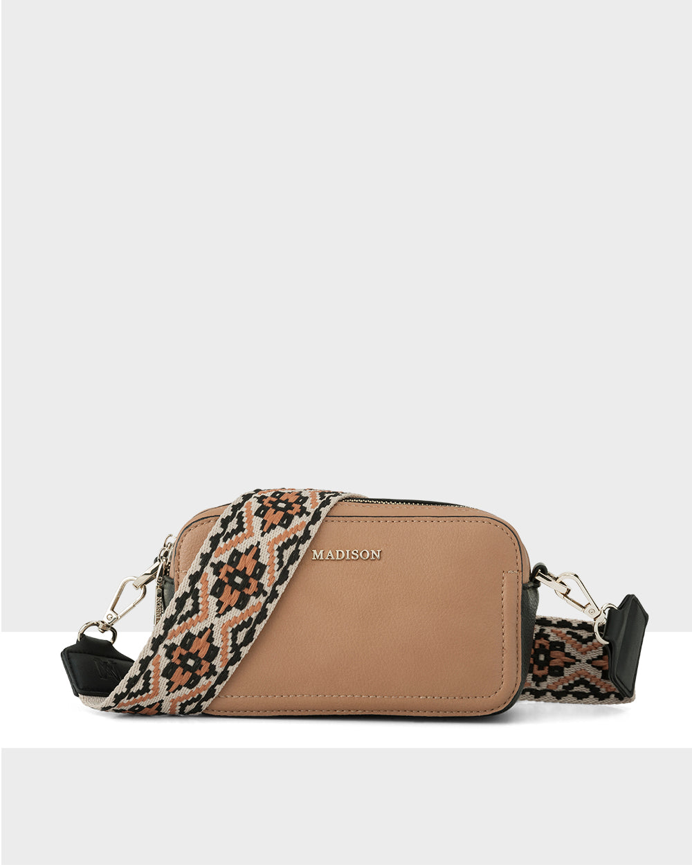 Maddie Double Zip Camera Crossbody Bag + Aztec Bag Strap-Handbags-PEROZ Accessories