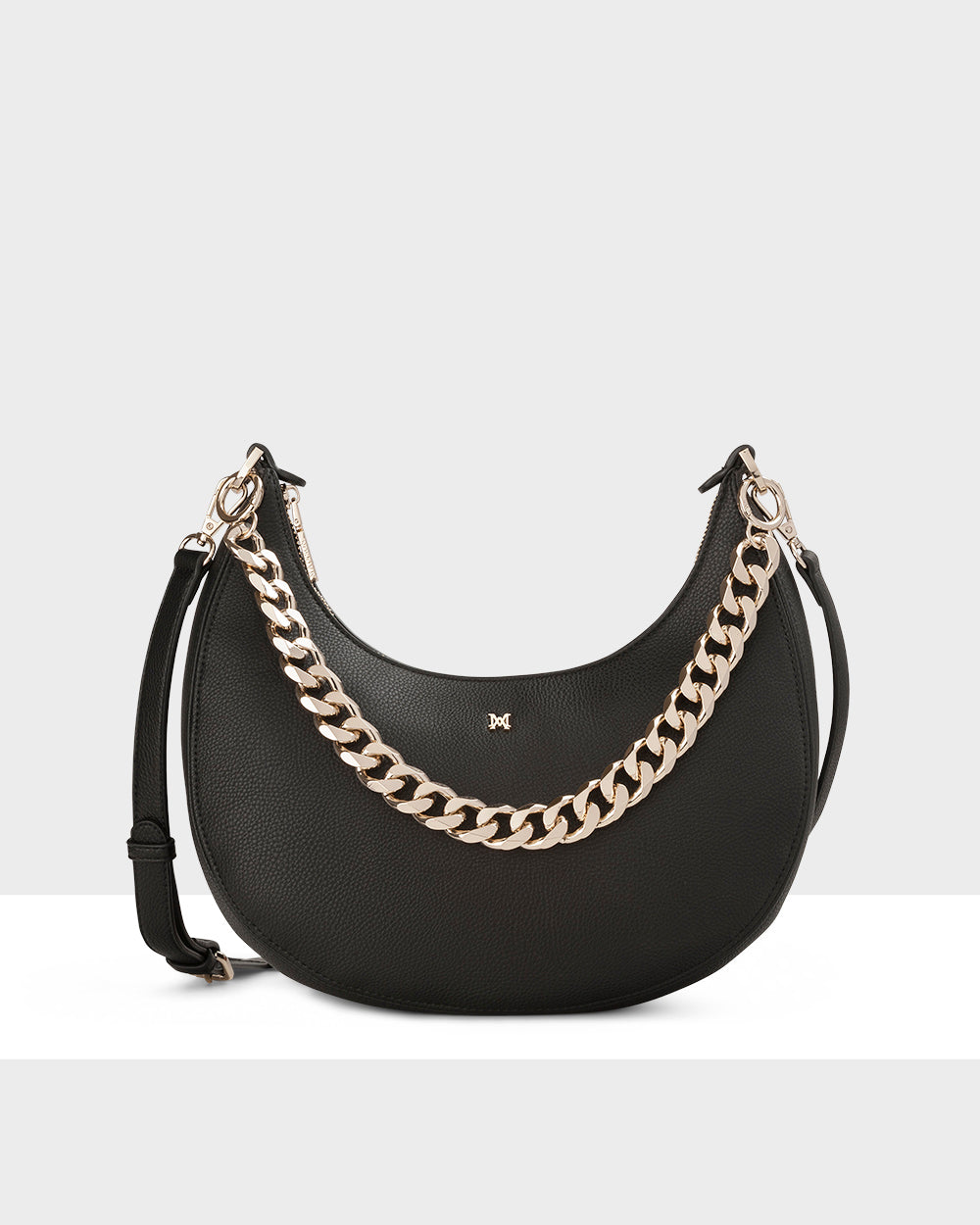 Pia Crescent Shoulder Bag With Crossbody Strap + Chunky Chain Strap-PEROZ Accessories