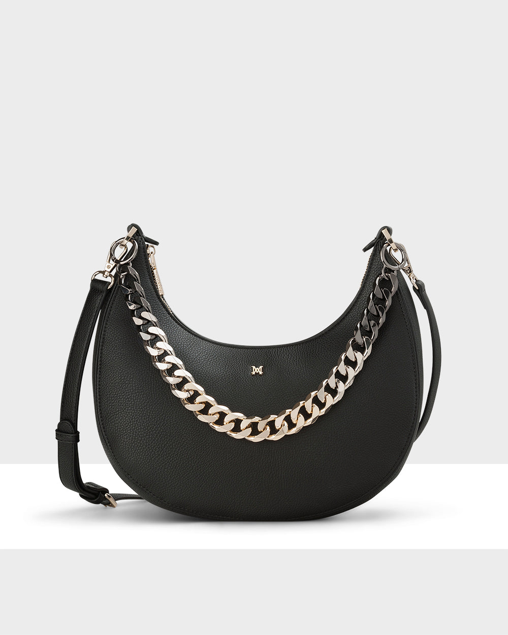 Pia Crescent Shoulder Bag With Crossbody Strap + Chunky Chain Strap-PEROZ Accessories