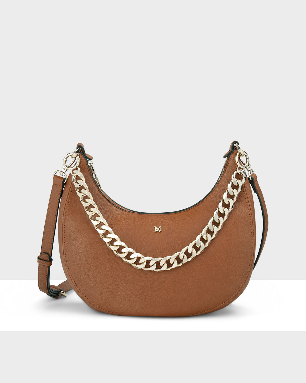 Pia Crescent Shoulder Bag With Crossbody Strap + Chunky Chain Strap-PEROZ Accessories