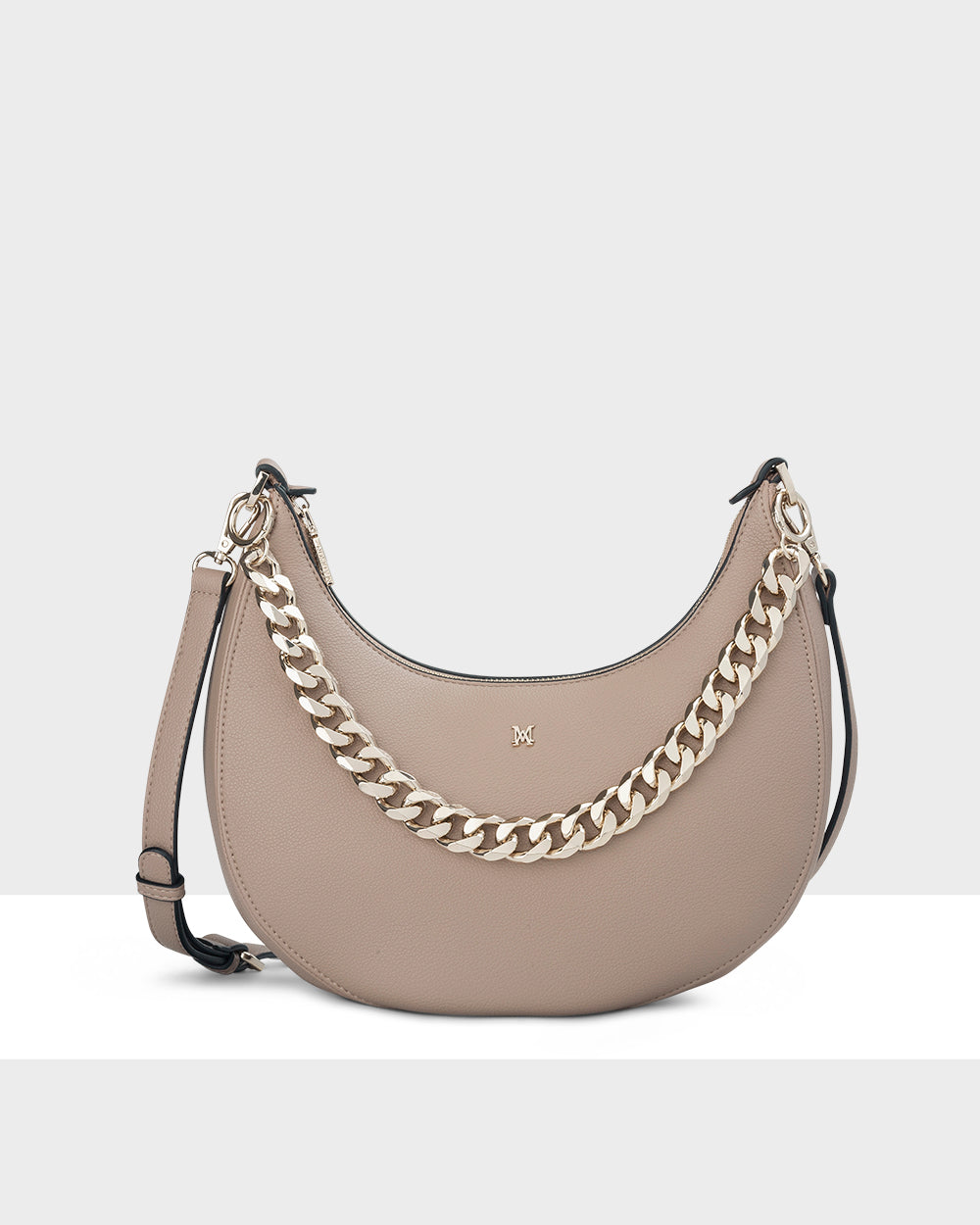 Pia Crescent Shoulder Bag With Crossbody Strap + Chunky Chain Strap-PEROZ Accessories