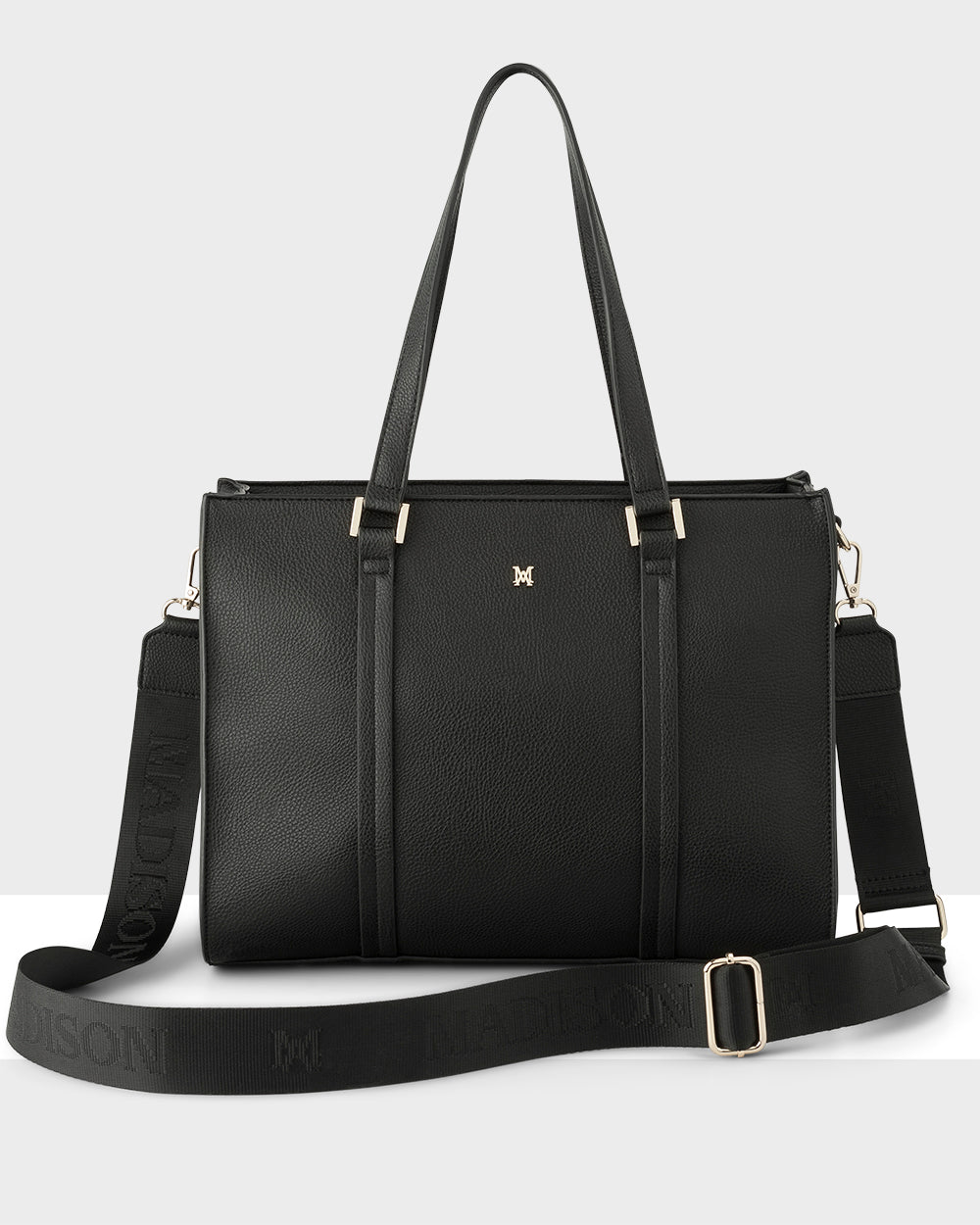 Riley Zip Top Tote + Monogram Bag Strap-Handbags-PEROZ Accessories