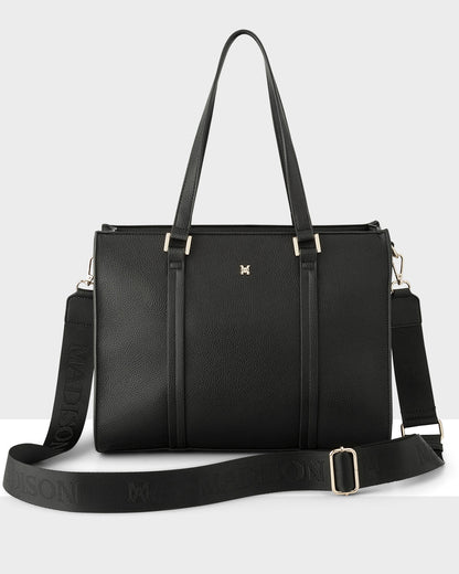 Riley Zip Top Tote + Monogram Bag Strap-Handbags-PEROZ Accessories