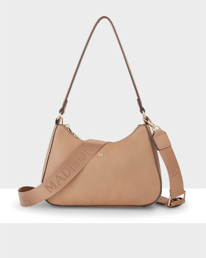 Jo Convertible Small Hobo Shoulder Bag With Monogram Crossbody Strap-Handbags-PEROZ Accessories