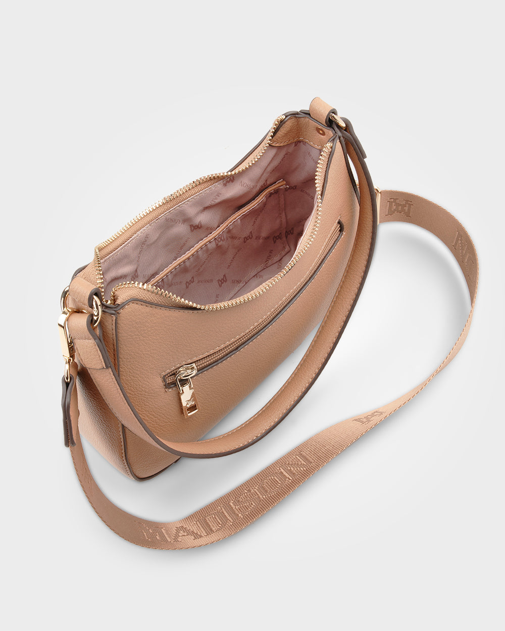 Jo Convertible Small Hobo Shoulder Bag With Monogram Crossbody Strap-Handbags-PEROZ Accessories