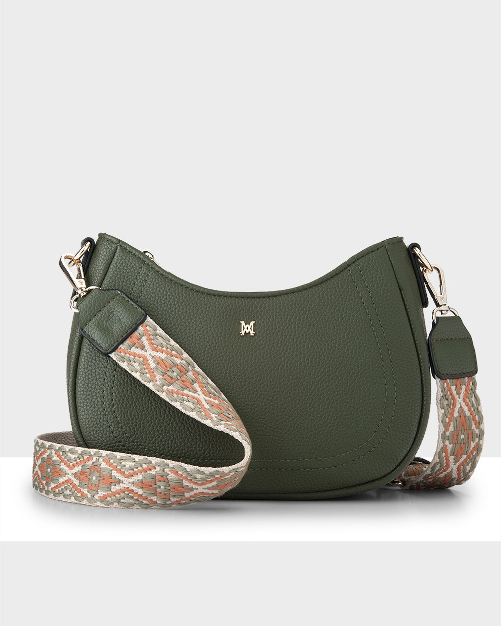 Simone Crescent Zip Top Small Crossbody Bag + Aztec Bag Strap-Handbags-PEROZ Accessories