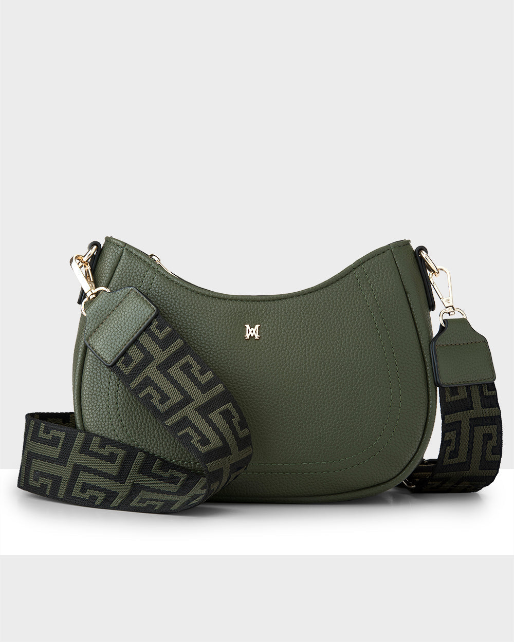 Simone Crescent Zip Top Small Crossbody Bag + Graphic Bag Strap-Handbags-PEROZ Accessories