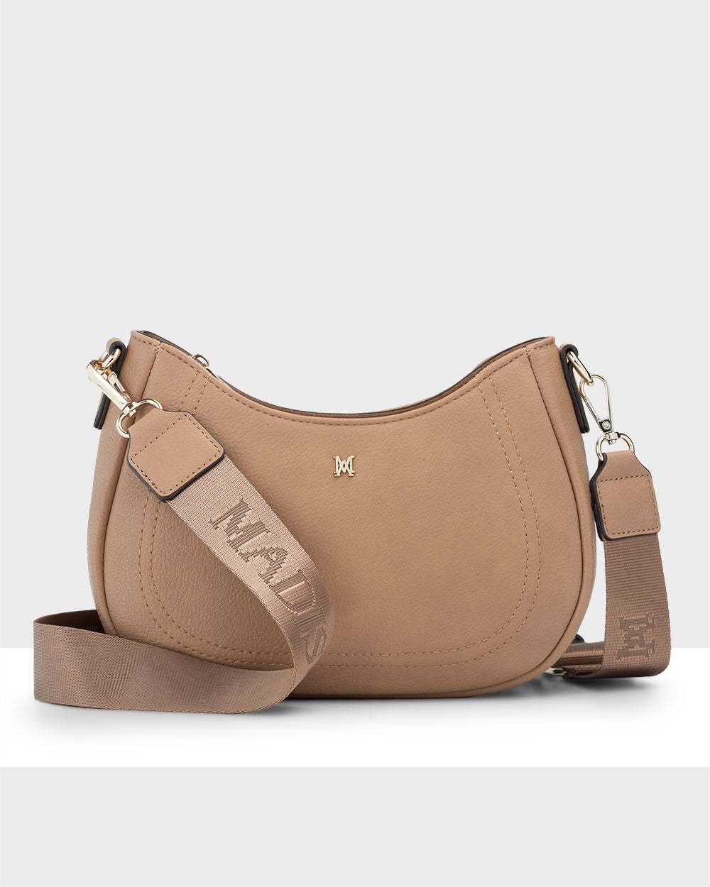 Simone Crescent Zip Top Small Crossbody Bag + Monogram Bag Strap-Handbags-PEROZ Accessories
