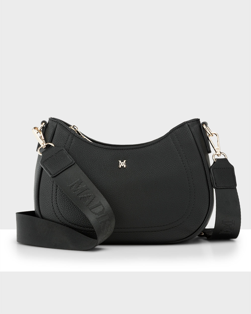 Simone Crescent Zip Top Small Crossbody Bag + Monogram Bag Strap-Handbags-PEROZ Accessories