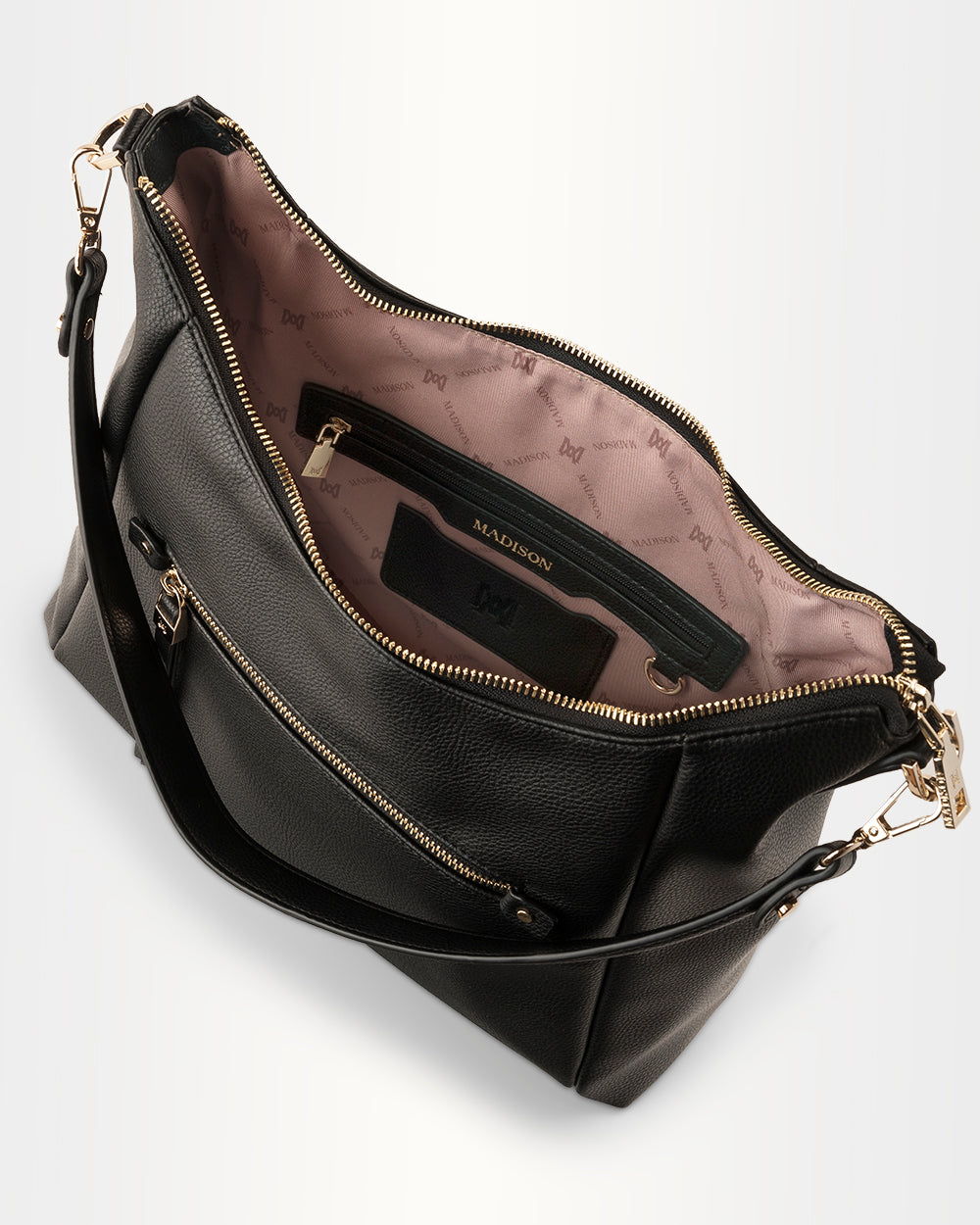 Raquel Soft Large Zip Pocket Hobo Shoulder Bag-Handbags-PEROZ Accessories