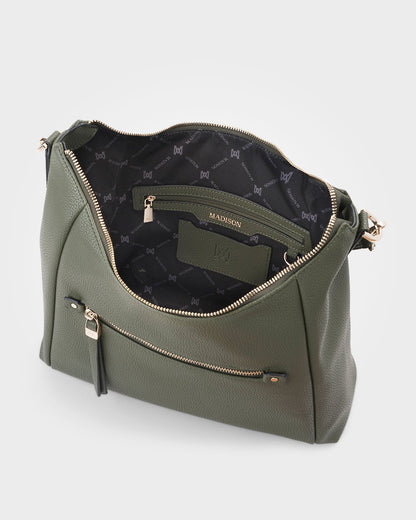 Raquel Soft Large Zip Pocket Hobo Shoulder Bag-Handbags-PEROZ Accessories