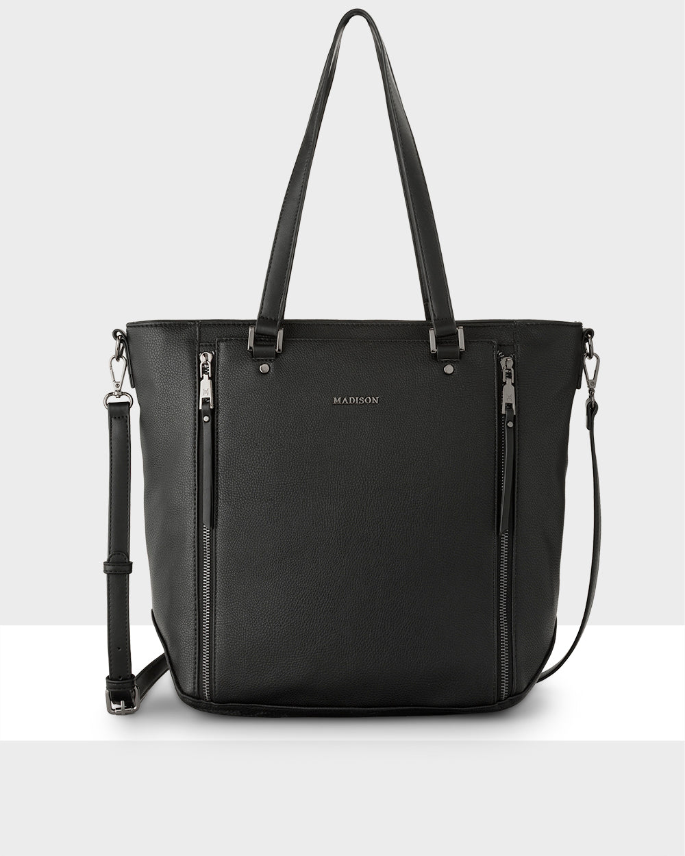 Amelia Large Zip Detail Tote With Crossbody Strap-Handbags-PEROZ Accessories