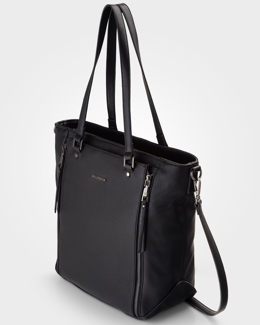 Amelia Large Zip Detail Tote With Crossbody Strap-Handbags-PEROZ Accessories