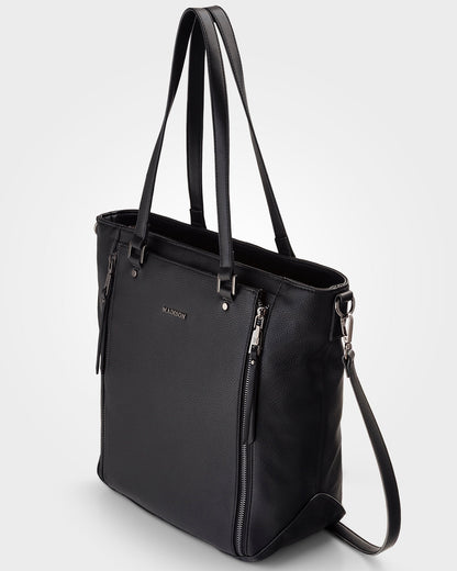Amelia Large Zip Detail Tote With Crossbody Strap-Handbags-PEROZ Accessories