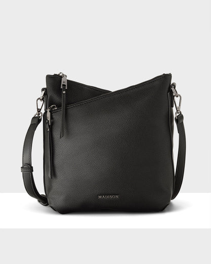 Maya Medium Double Zip Sling Crossbody Bag-Handbags-PEROZ Accessories