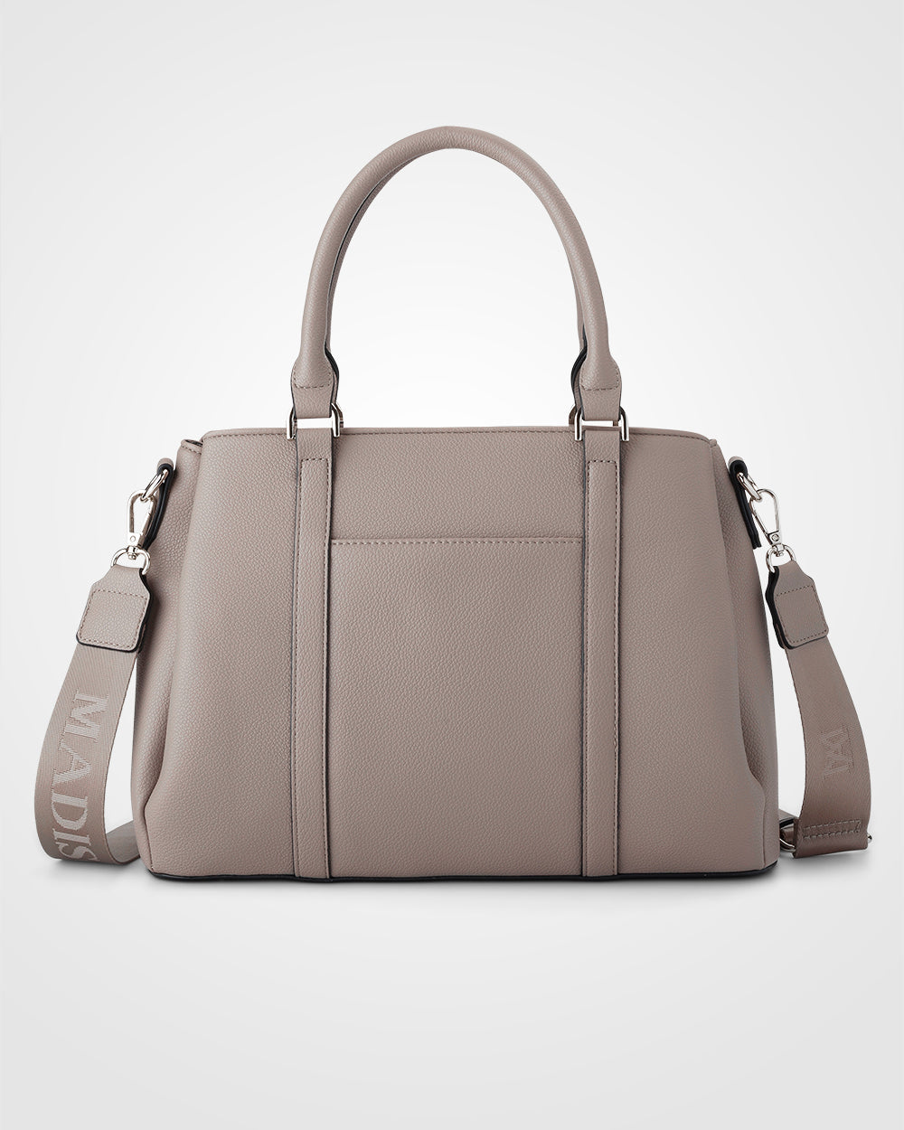 Patricia Medium Zip Top Satchel With 3 Compartments and Webbing Crossbody Strap-Handbags-PEROZ Accessories